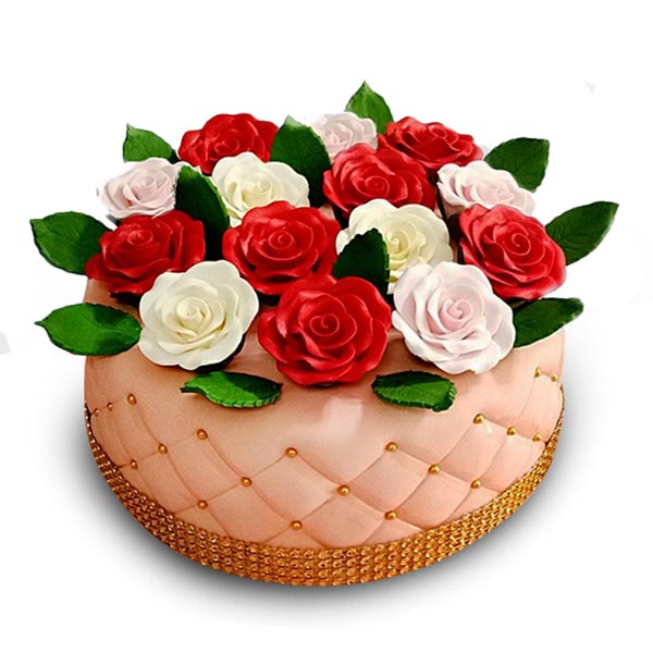 Send Rose Theme Fondant Cake Online