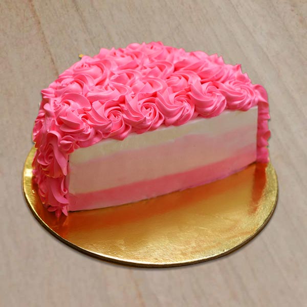 Send Semi Round Rose Floral Cake Online