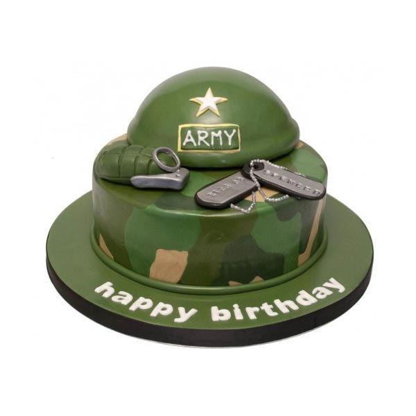 Send Soldier Themed Cake with Helmet Online