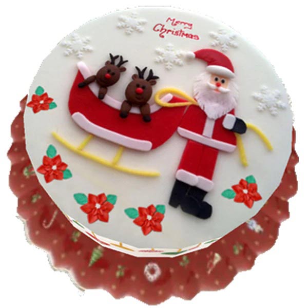 Send Strawberry Fondant Merry Christmas Cake  Online