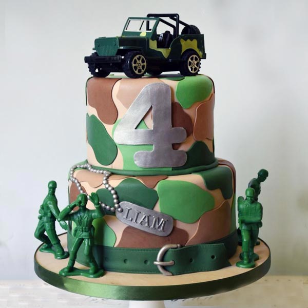 Send Two Tier Army Cake Jeep On Top Online