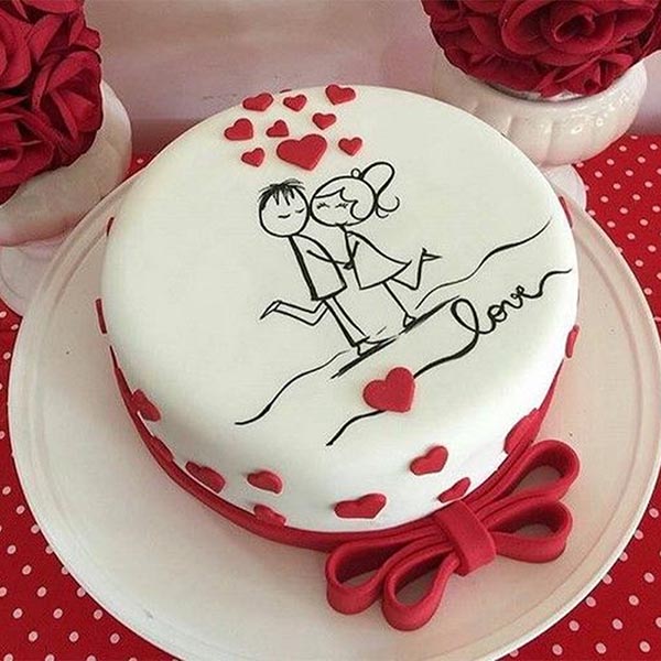 Send Vanilla Fondant Valentine Cake  Online